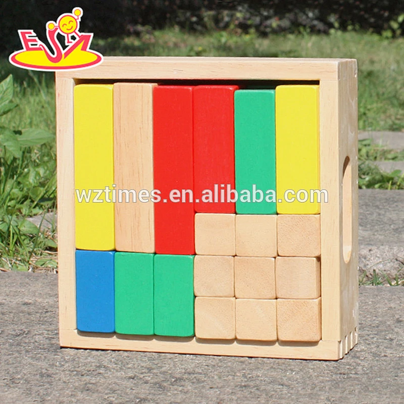 2018 New design 18 pieces educational kids wooden building toys with box W13A116