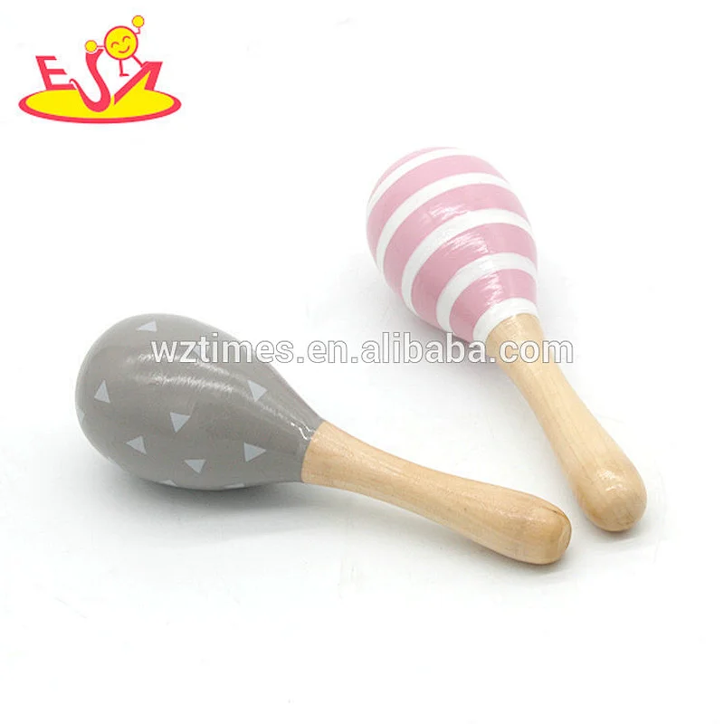 2018 Wholesale classical kids percussion toy small wooden maracas for girls W07I127