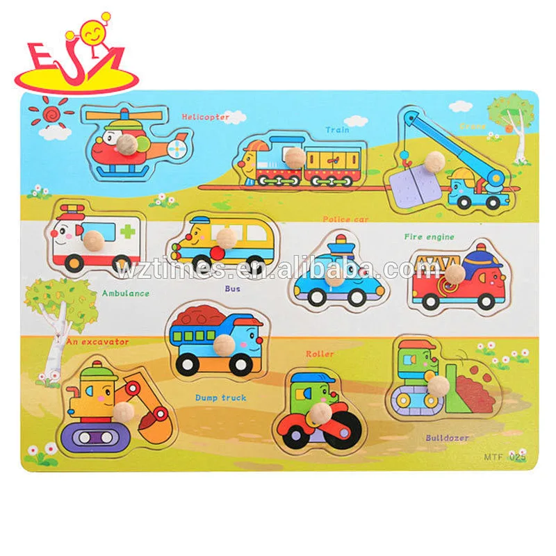 Wholesale most popular wooden numbers knob puzzle toy for children W14M105