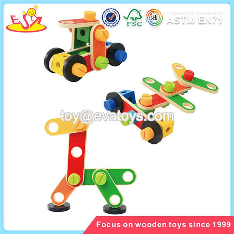 Wholesale intelligent pink wooden assemble tools platform toy for children W03D087