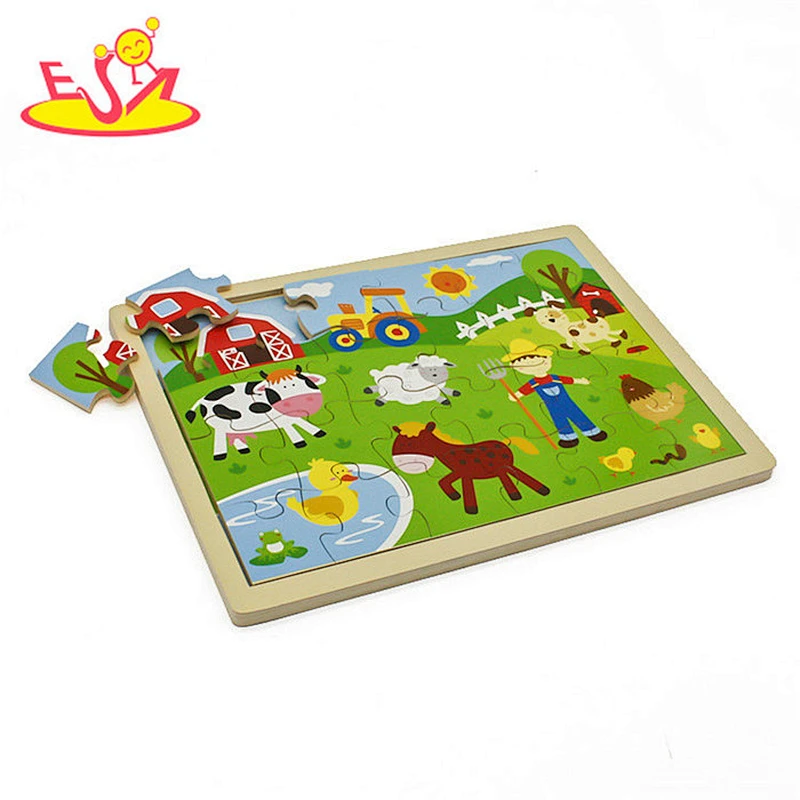 New design cartoon farm wooden baby puzzle for education W14C258