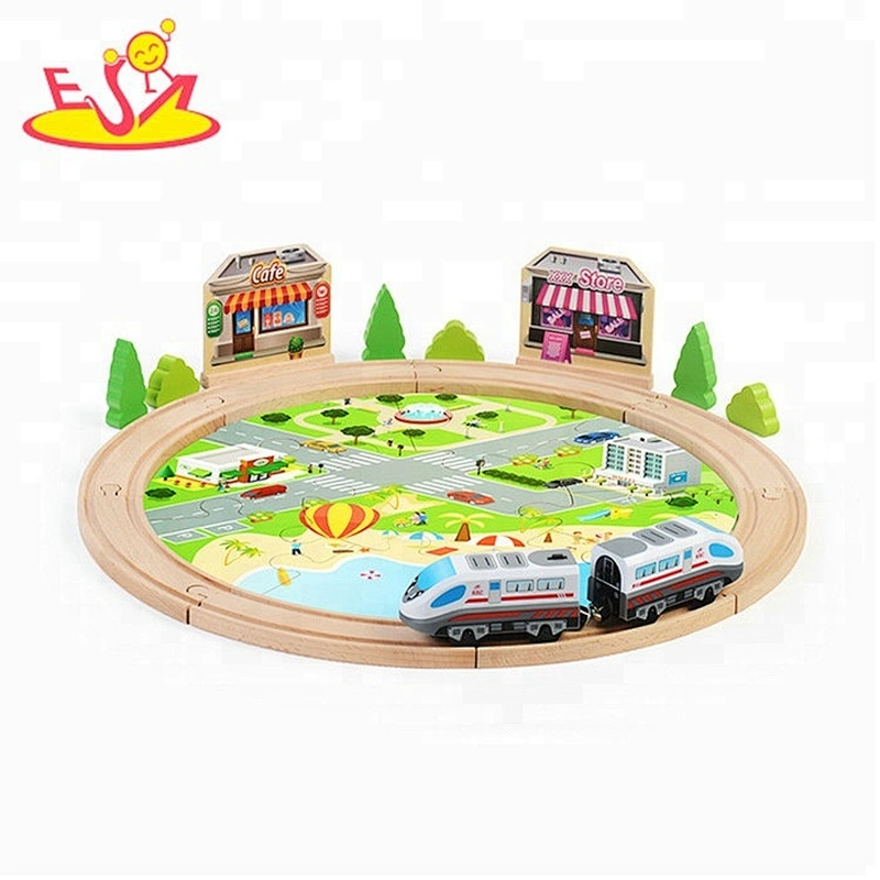 New arrival 80 PCS toy wooden children train set for education W04C079B