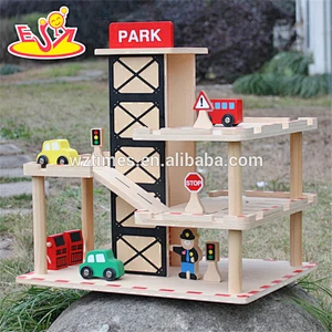 2018 wholesale boys wooden garage for toy cars new design kids wooden garage for toy cars best child garage for toy cars W04B051