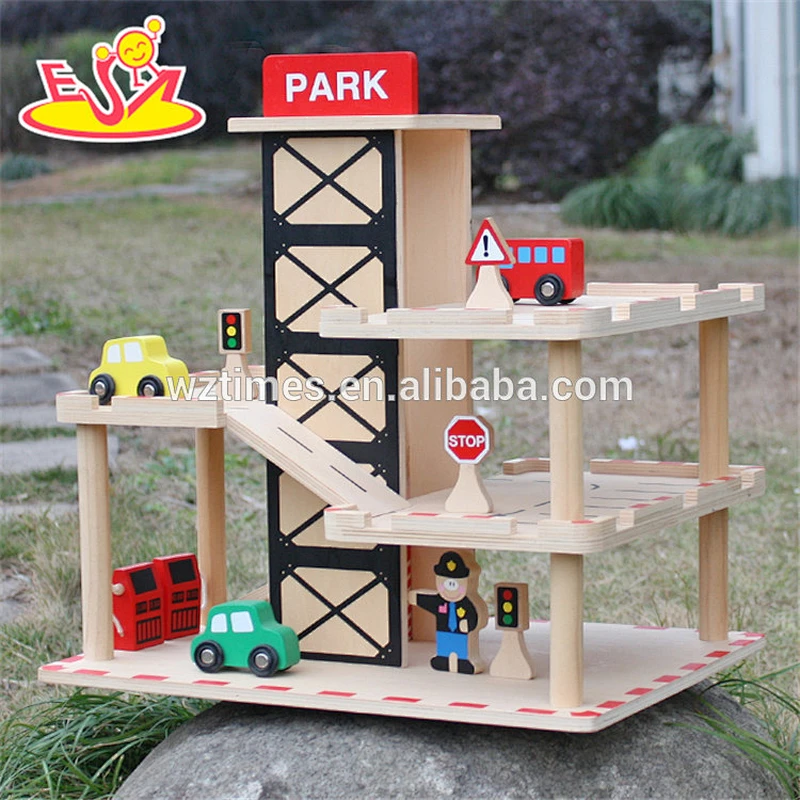 2018 wholesale boys wooden garage for toy cars new design kids wooden garage for toy cars best child garage for toy cars W04B051