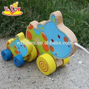 Wholesale educational wooden pull car toy new product baby wooden pull car toy W05B054