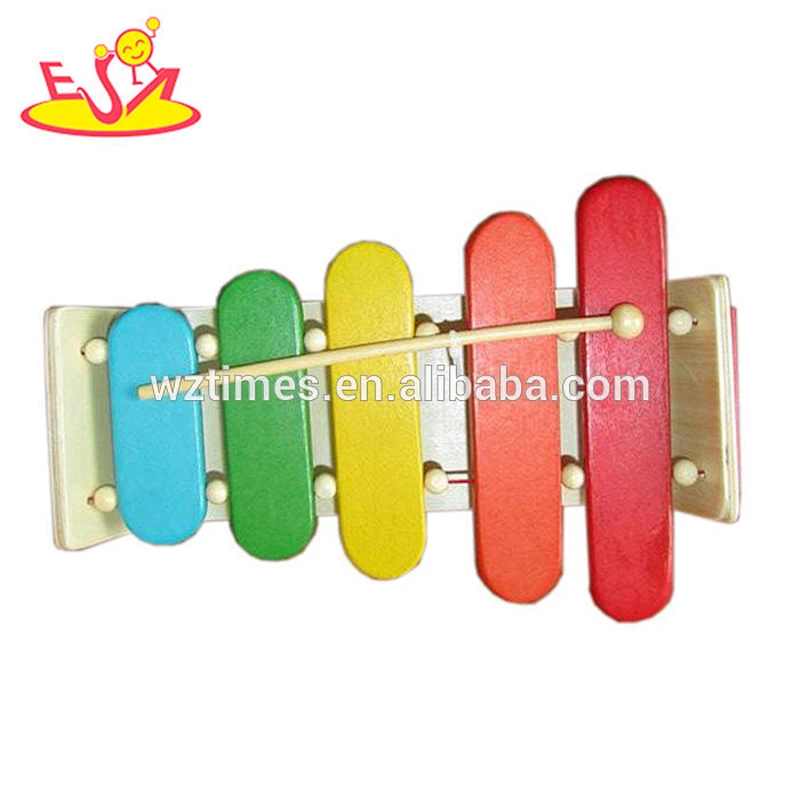 Wholesale fashion wooden colorful musical toy 5 tones xylophone for kids W07C023