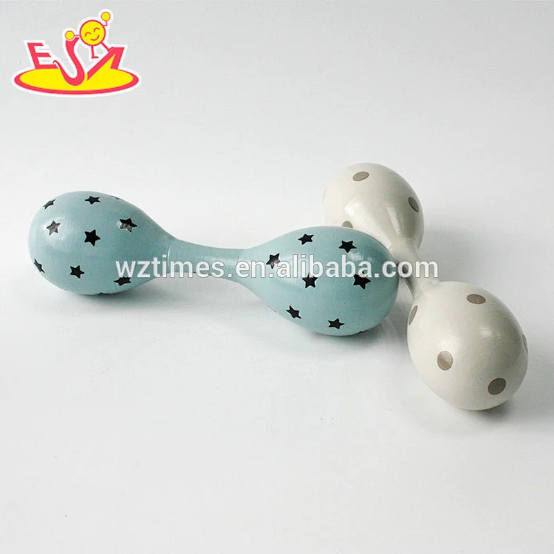 Wholesale hot sale hand painted maracas wooden children hand shaker W07I130