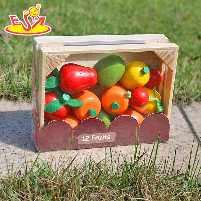 wholesale 12 pieces funny wooden pretend play food set fo children W10B108