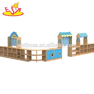 Wholesale kindergarten wooden kids toy organizer top fashion nursery school wooden kids toy organizer W08C195
