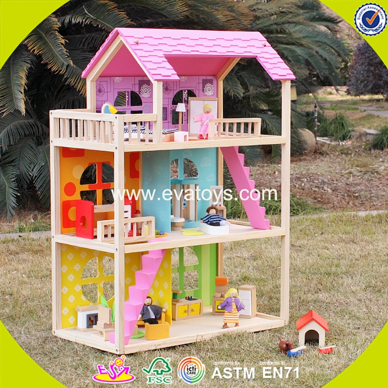 2018 New design wooden newly doll house children wooden newly doll house baby wooden newly doll house W06A170