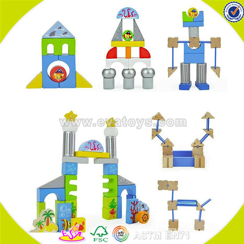 Wholesale top quality wooden baby building blocks toy colorful wooden baby building blocks toy for practical ability W13A073