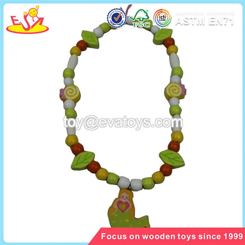 Wholesale decoration beads beautiful baby wooden necklace beads toy for sale W11E030