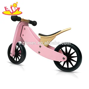 2018 Wholesale new design pink wooden bike toys wholesale kids wooden bicycle W16A032