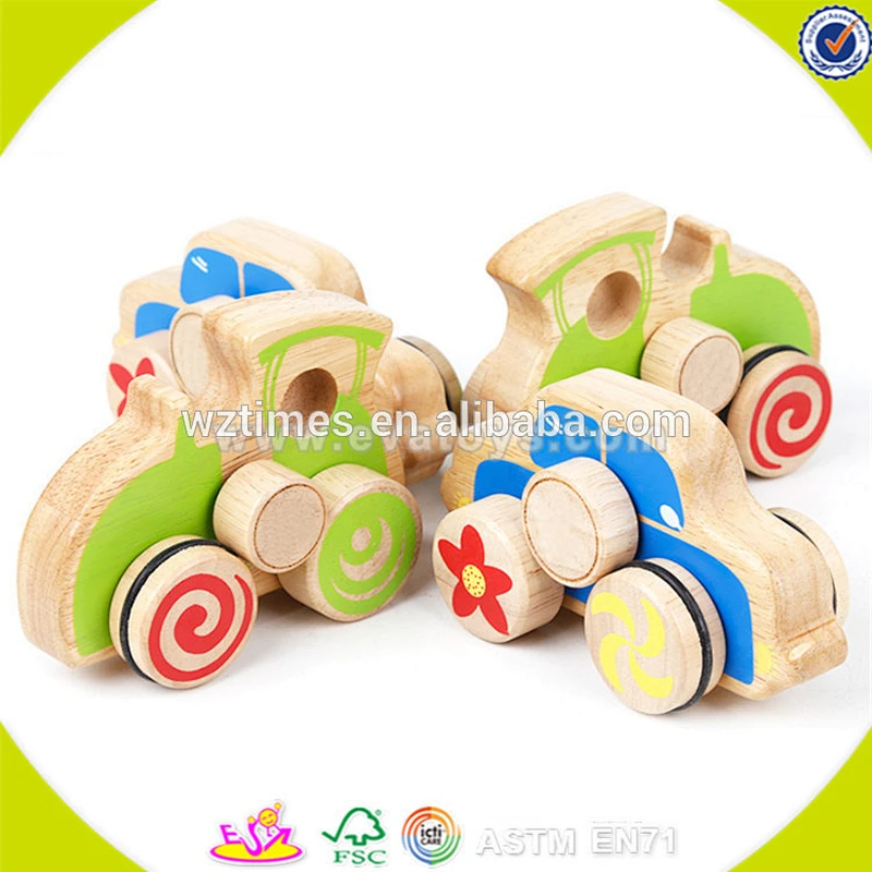 Wholesale hottest lovely wooden small car toy blue mini car toy for toddlers W04A171