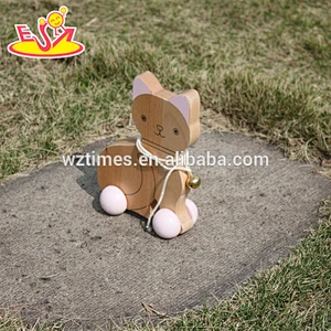 2018 wholesale kids wooden cat toy car funny baby wooden cat toy car high quality children wooden cat toy car W05B140