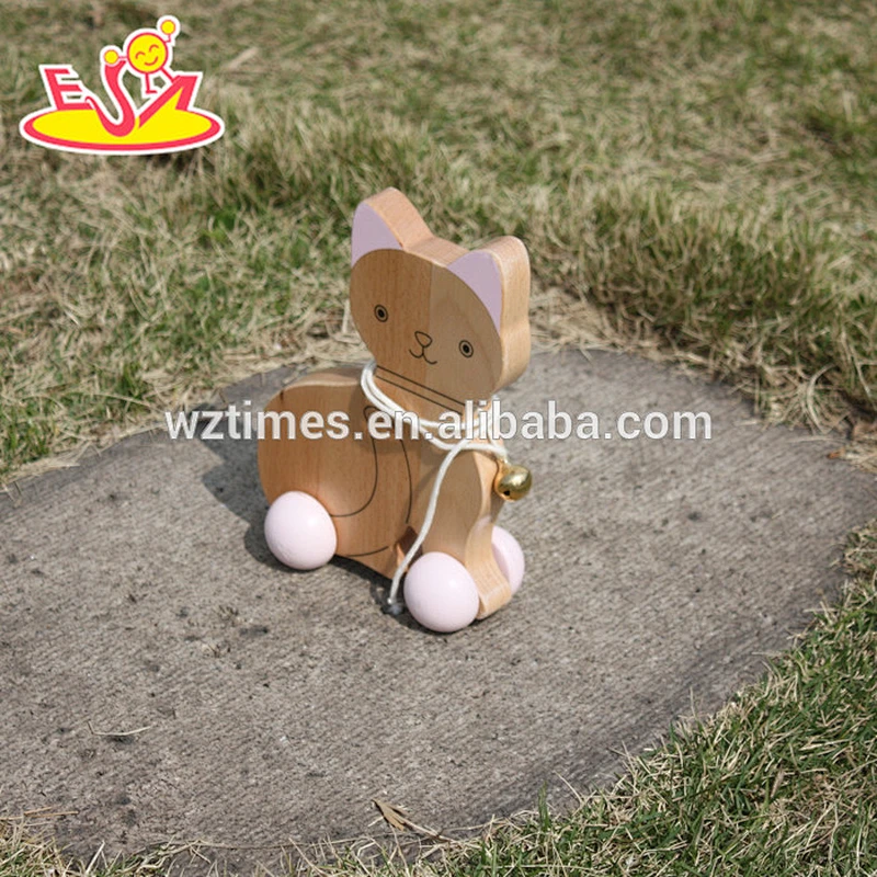 2018 wholesale kids wooden cat toy car funny baby wooden cat toy car high quality children wooden cat toy car W05B140