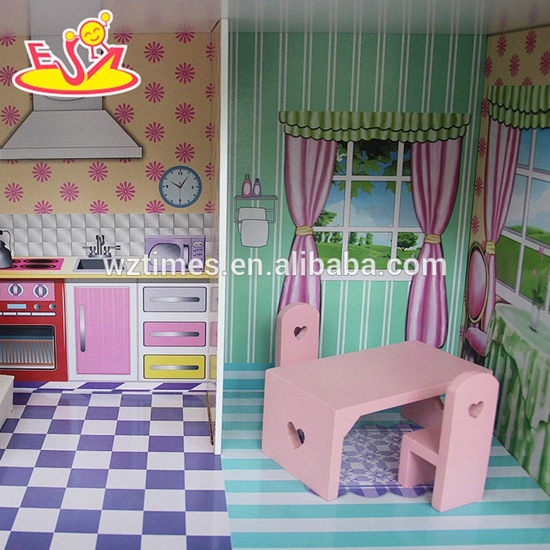 wholesale best sale kids wooden diy dollhouse miniature new fashion wooden diy dollhouse miniature W06A133