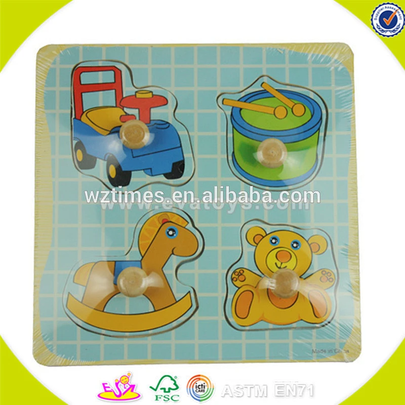 Wholesale newest boys and girls wooden toy fruits knob puzzle for toddlers W14A073