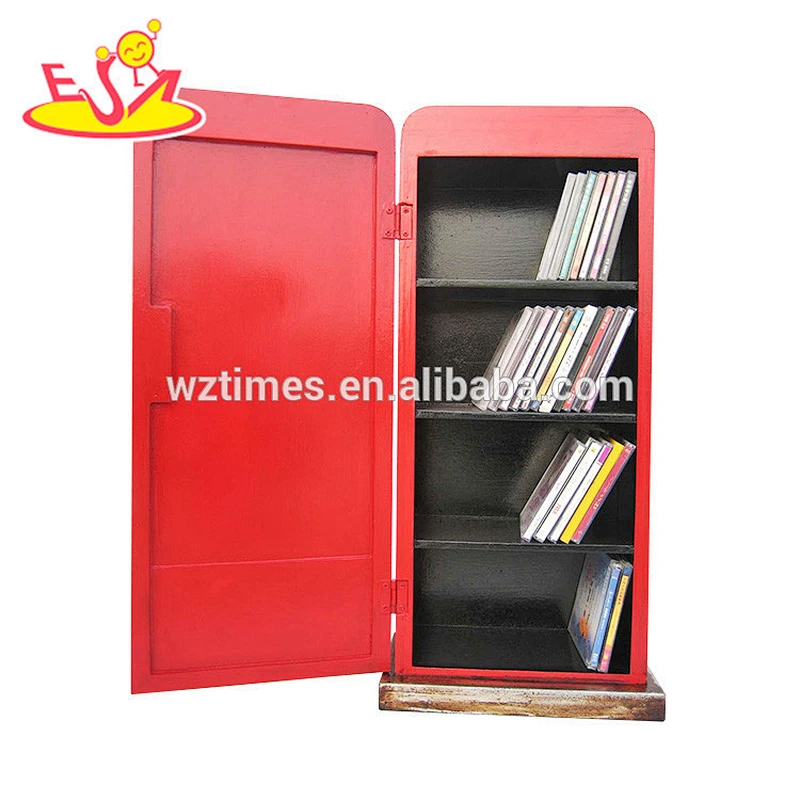 Wholesale best sale european style antique design red wooden small bookcase with door W08C227