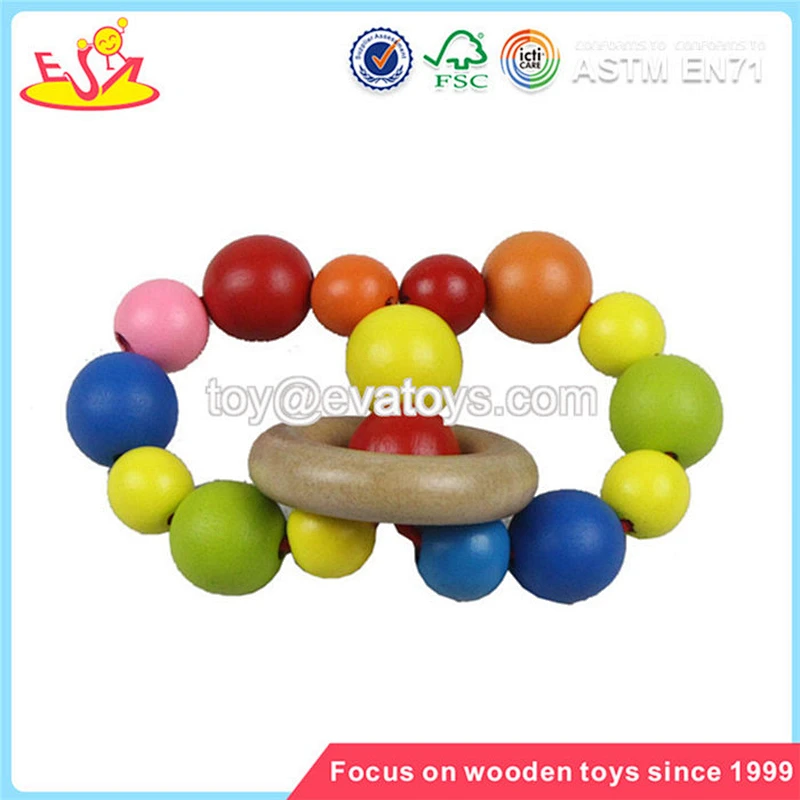 Wholesale popular wooden kids animal baby rattle toy cheap baby animal baby rattle sound toy W08K004