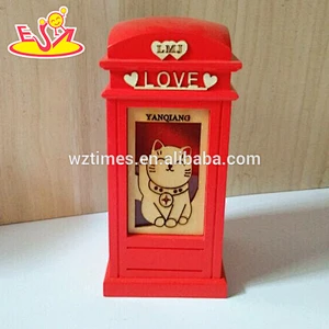 Wholesale best selling red wooden piggy bank hottest mailbox shape wooden piggy bank W02A271