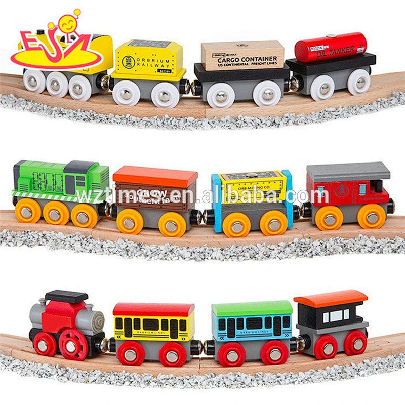 Wholesale high value wooden magnetic toy train parts for baby diy assemble W04A370
