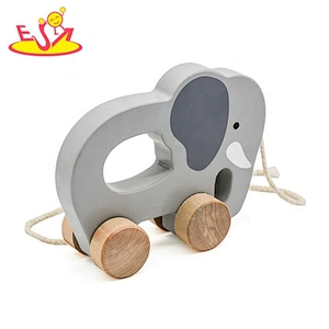 high quality children wooden elephant drag toy for wholesale W05B084