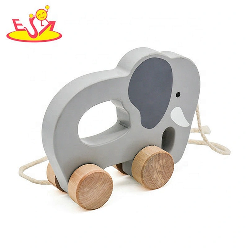 high quality children wooden elephant drag toy for wholesale W05B084
