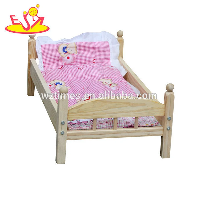 Neues Design Puppenhaus Zubehör aus Holz Baby Doll Bett W06B059