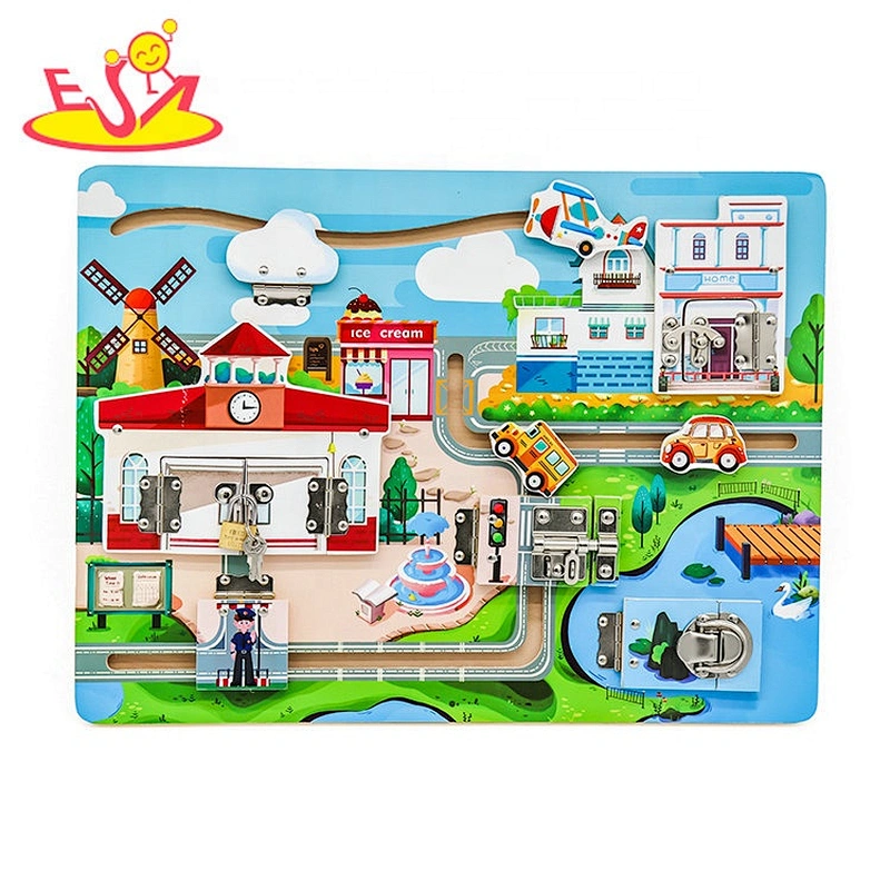2019 New hottest educational wooden latches wooden activity board for kids W12D166