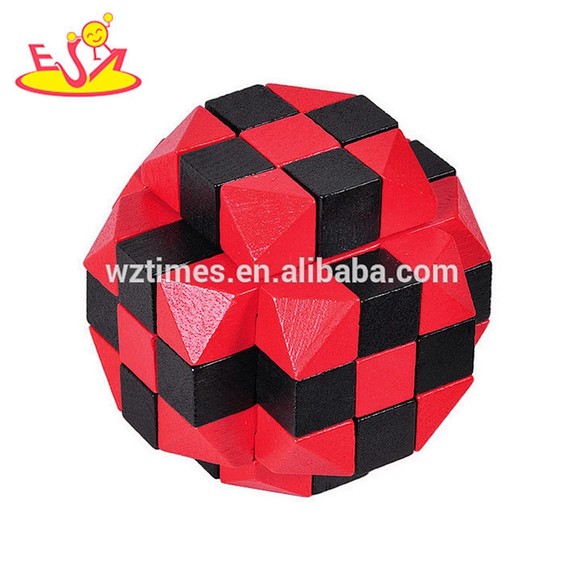 Wholesale high quality wooden unlocked cube puzzle toy for adults W11C034