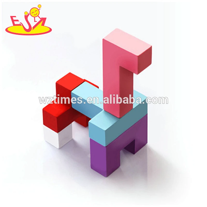 Wholesale hot sale diy shape puzzle toy intelligent 3d wooden Katamino toy for kids W14A188
