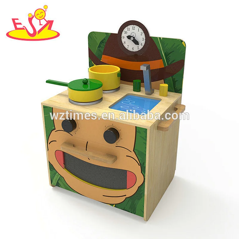 2018 Nuevo diseño original mono de madera colorido juego de cocina para niños juego para fingir W10C381