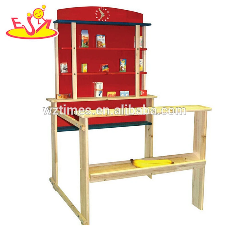 Wholesale play house wonderful wooden grocery stand toy for baby role play W10A048