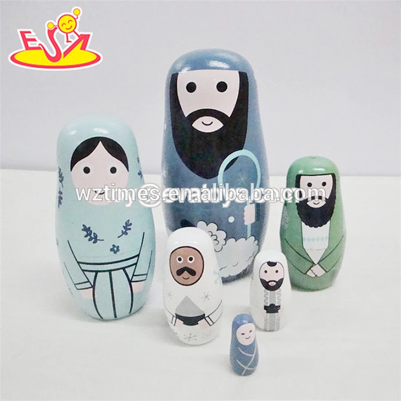2018 Wholesale funny matryoshka doll 5 pcs wooden mini nesting doll for baby W06D098