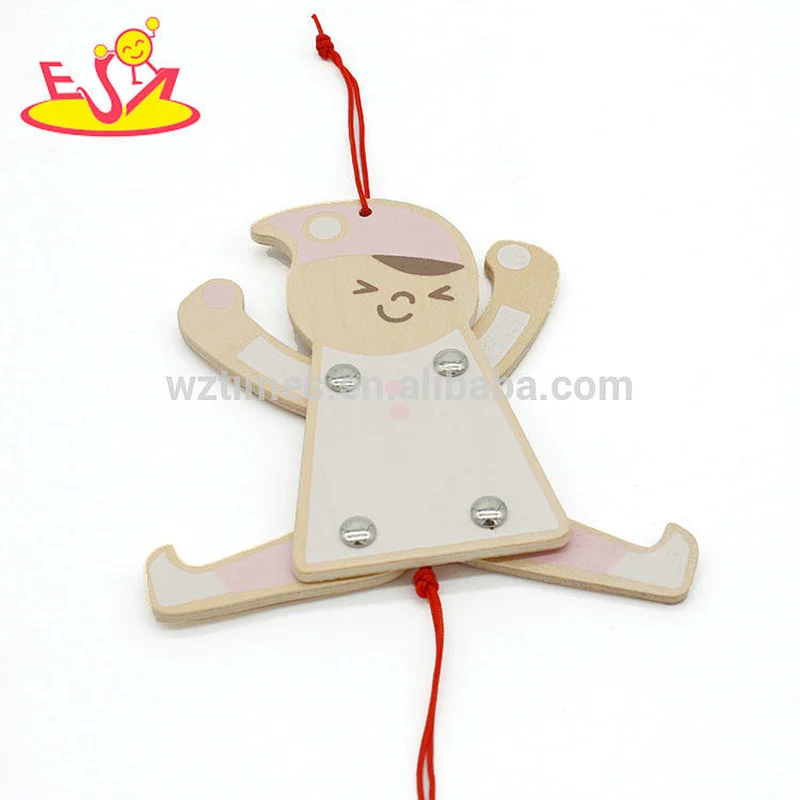 Handmade children play string wooden puppet toys for wholesale W01A310