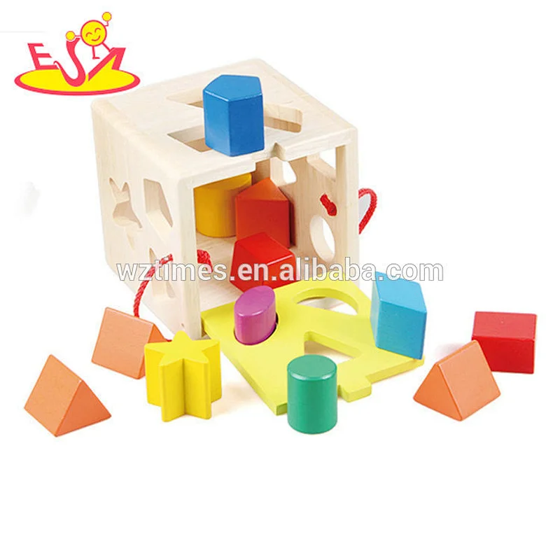 2018 new design educational wooden shape puzzle box toys for kids W12D101
