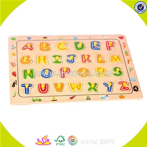 wholesale alphabet puzzle wooden educational toys for kids W14B048