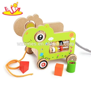 Reizendes multifunktionales hölzernes Tierentwurfsdruckstoßspielzeug für Baby W05B166
