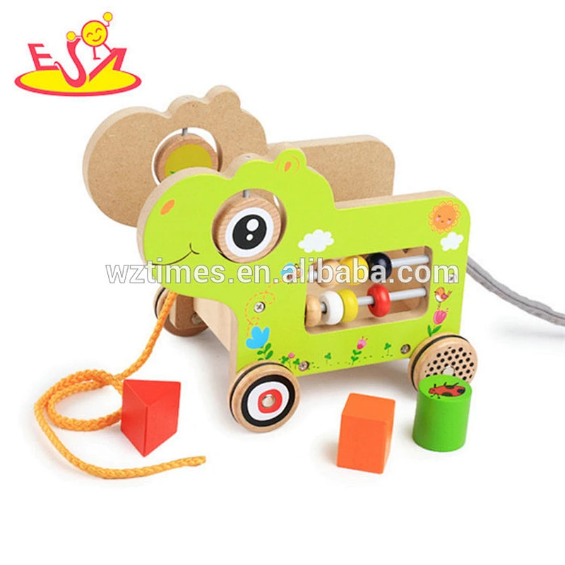 Reizendes multifunktionales hölzernes Tierentwurfsdruckstoßspielzeug für Baby W05B166