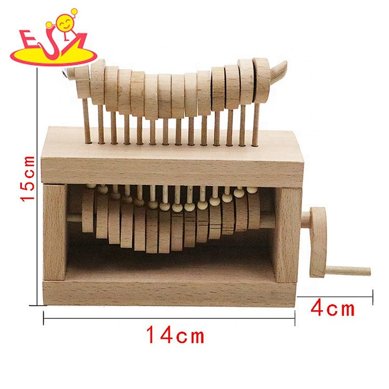 high quality children diy wooden wind up music box for education W07B072