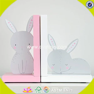 wholesale kids wooden pink rabbit book ends fashion children wooden pink rabbit book ends W08D050