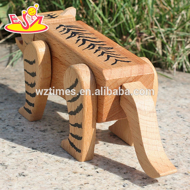 wholesale cute children educational wooden tiger intelligence toy for sale W11C015