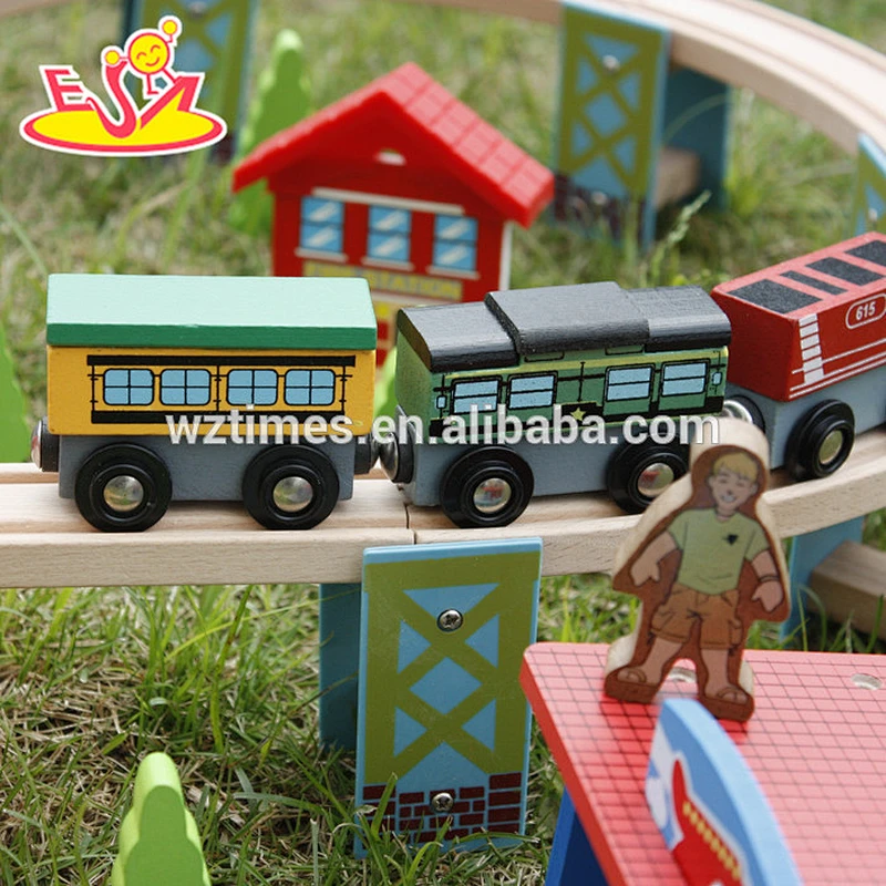 2018 hot sale children wooden rail cars game toy W04C054
