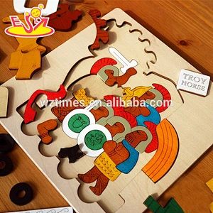 Wholesale teaching aid educational wooden 3d jigsaw toy for children W14A146