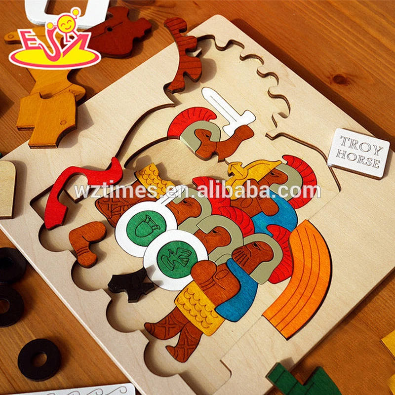 Wholesale teaching aid educational wooden 3d jigsaw toy for children W14A146