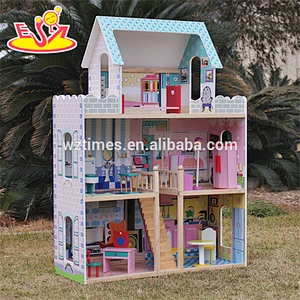 neues Design reizendes Rollenspiel Mädchen Puppenhaus aus Holz mit Möbeln W06A161