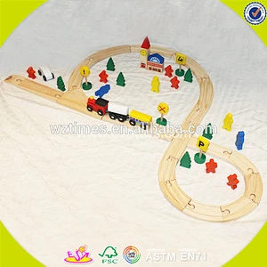 wholesale 120 pcs baby construction toy train track hottest design children wooden toy train track W04C074