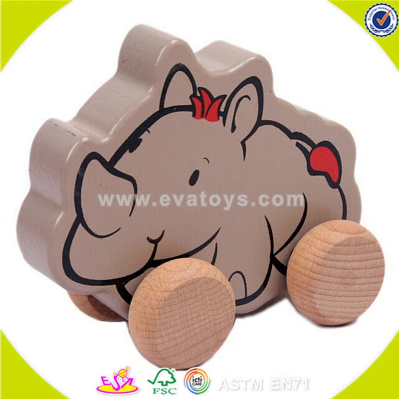 wholesale children wooden sea lions drag toy, fashion sea lions drag toy, popular cute wooden blue sea lions drag toy W05B079