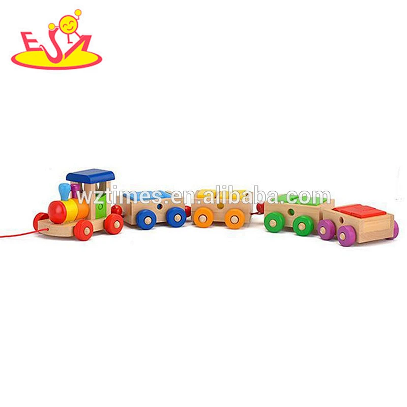 2018 wholesale baby wooden train block funny kids wooden train block educational children wooden train block W05C024